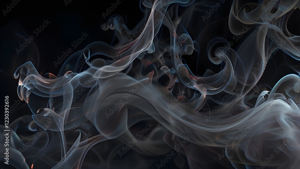 Fototapeta premium Patterns that resemble soft, ethereal haze floating over a dark background.