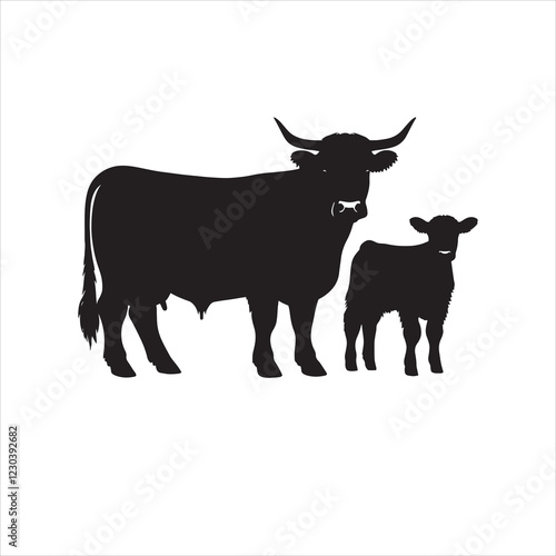Dairy cow and calf vector