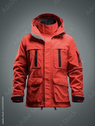 Red Ski Anorak Coat for Cold Winter Activities - Windproof and Isolated for Snowboarding and Skiing photo