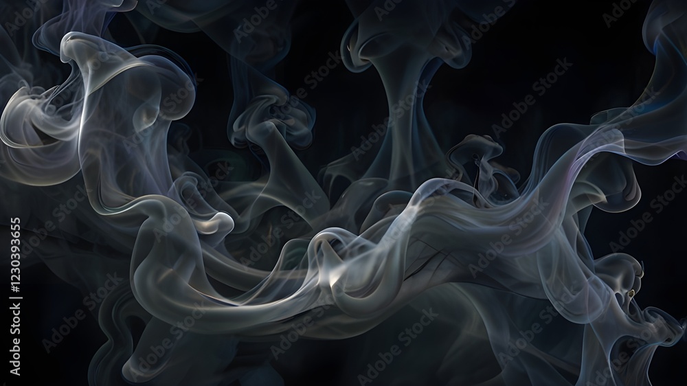 Obraz premium Patterns that resemble soft, ethereal haze floating over a dark background.