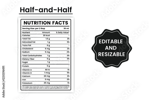 half and half nutrition facts,half and half nutritional information,half and half nutritional info,calorie half and half