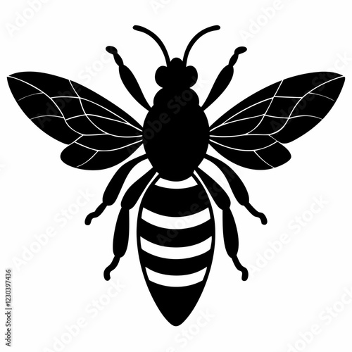 bee vector silhouette on white background