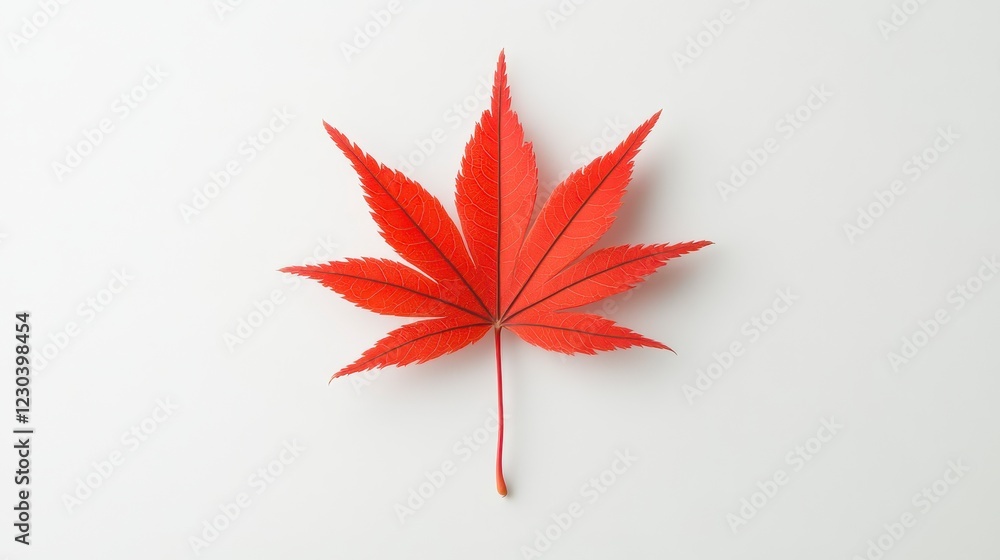 Intricate Red Maple Leaf On White Background Intricate Red Maple Leaf On White Background
