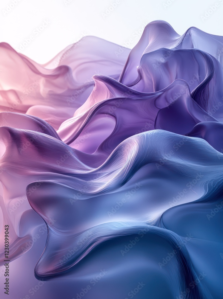Fototapeta premium Abstract purple blue fabric waves, flowing background, design texture