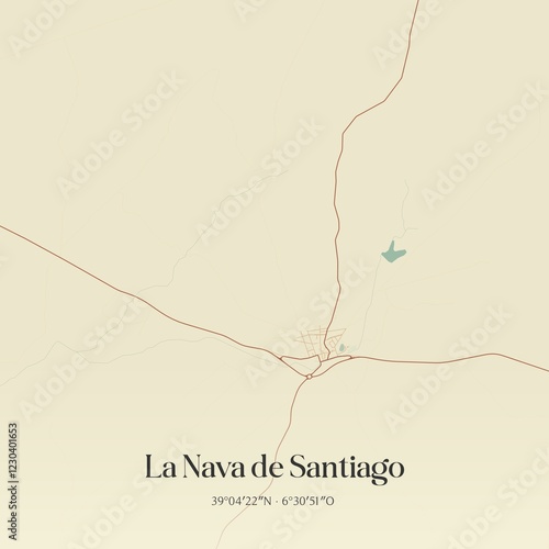 Retro Spanish map of La Nava de Santiago, Extremadura. Vintage street map. photo