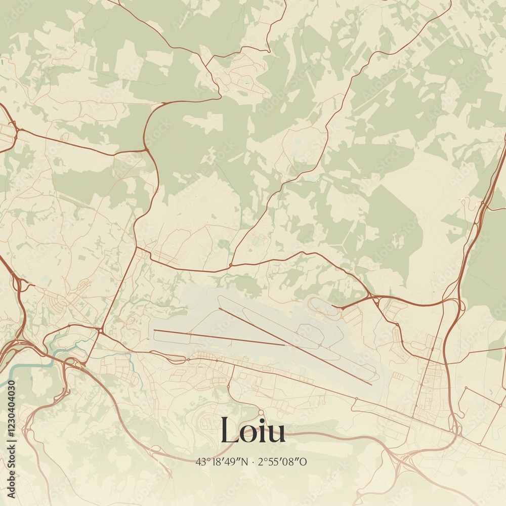 Fototapeta premium Retro Spanish map of Loiu, Pa�s Vasco. Vintage street map.