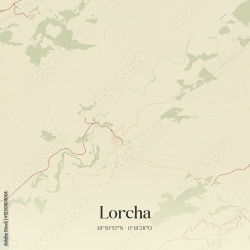 Retro Spanish map of Lorcha, Comunidad Valenciana. Vintage street map. photo