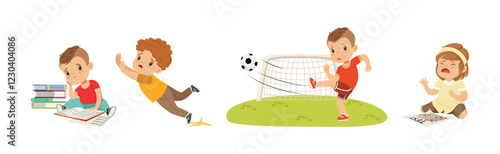 Little Children Character Failure and Mistake Vector Set