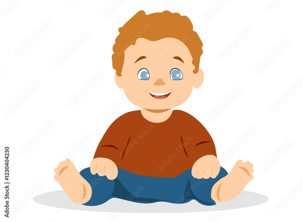 Happy toddler sitting on a soft surface and enjoying playful moments in a bright and cheerful atmosphere Happy toddler sitting on a soft surface and enjoying playful moments in a bright and cheerful atmosphere