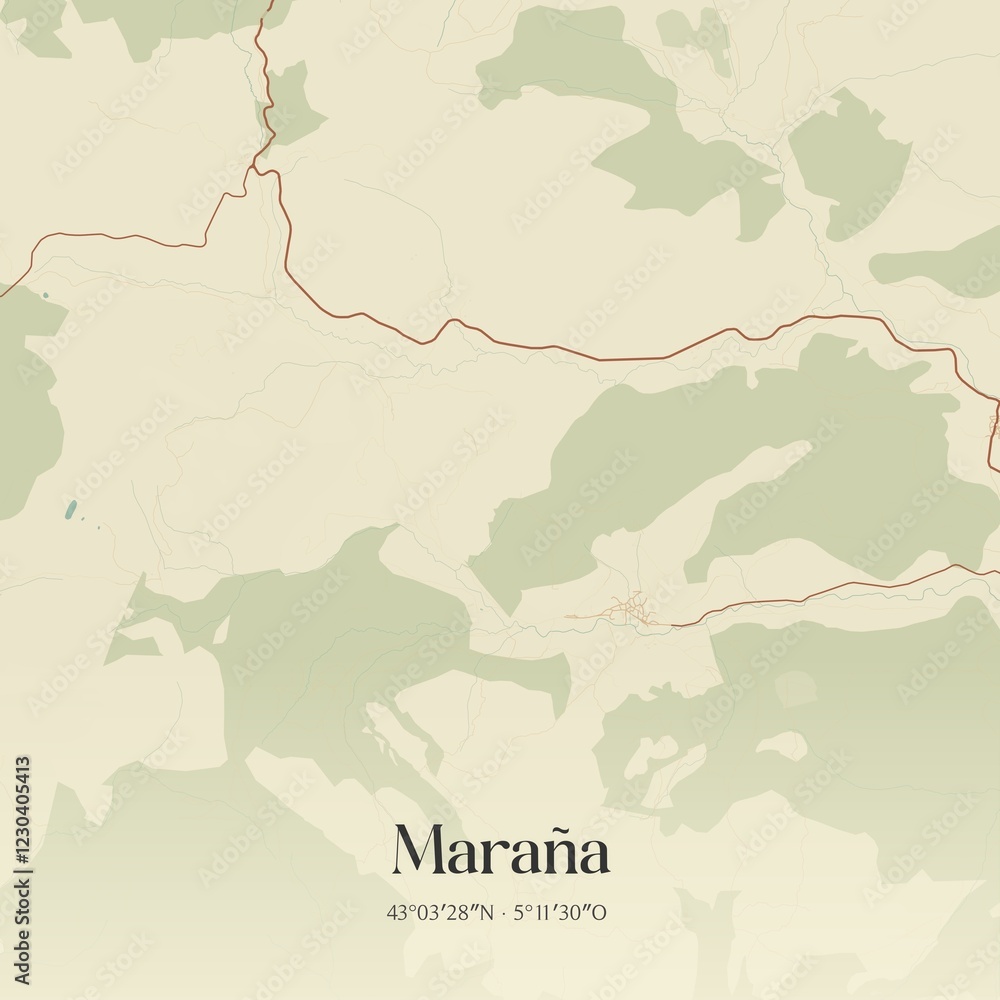 Obraz premium Retro Spanish map of Mara�a, Castilla y Le�n. Vintage street map.