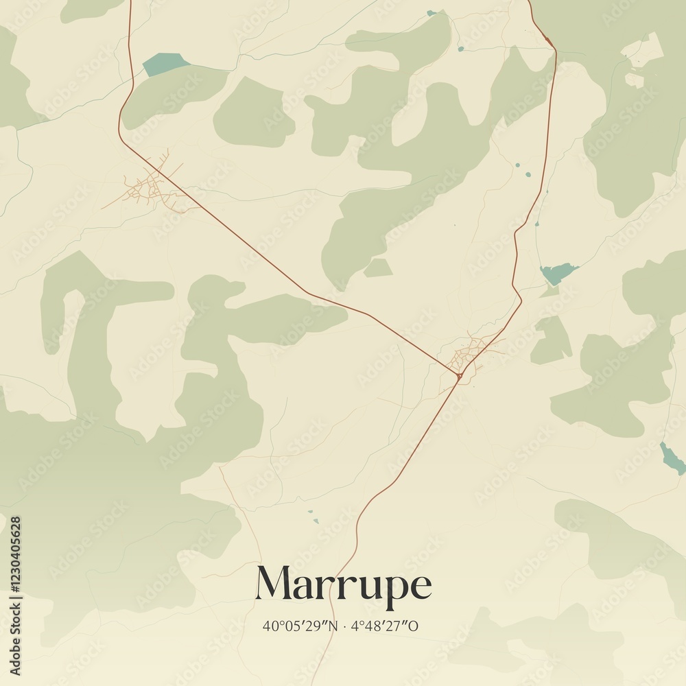 Fototapeta premium Retro Spanish map of Marrupe, Castilla-La Mancha. Vintage street map.