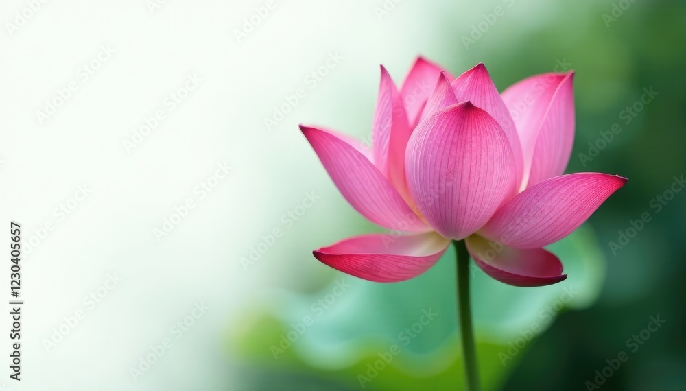 Roseum plenum lotus flower in a serene environment on white background, nature, calming, simple
