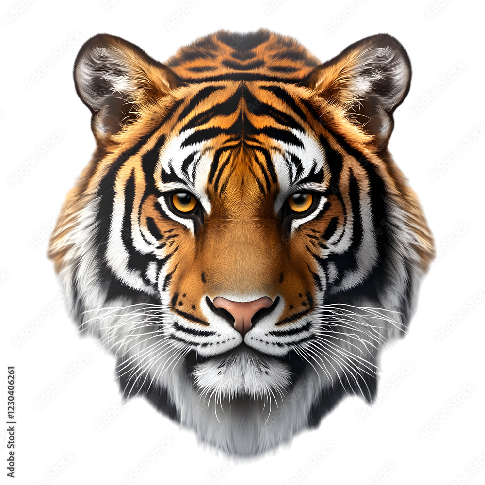 Obraz premium Tiger Face, Isolated on Transparent Background