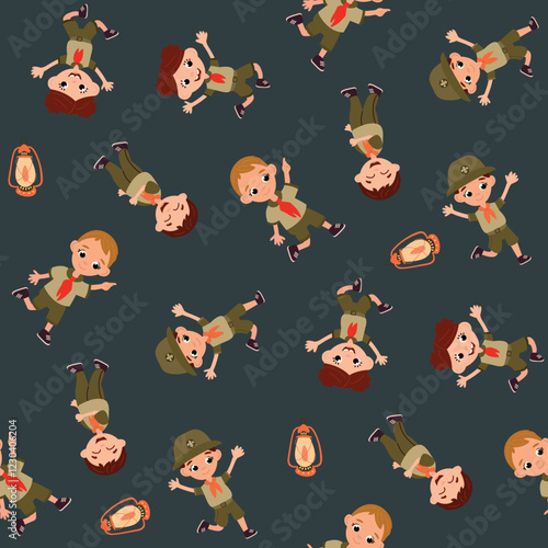 Seamless pattern with scouts. Design for fabric, textile, wallpaper, packaging	