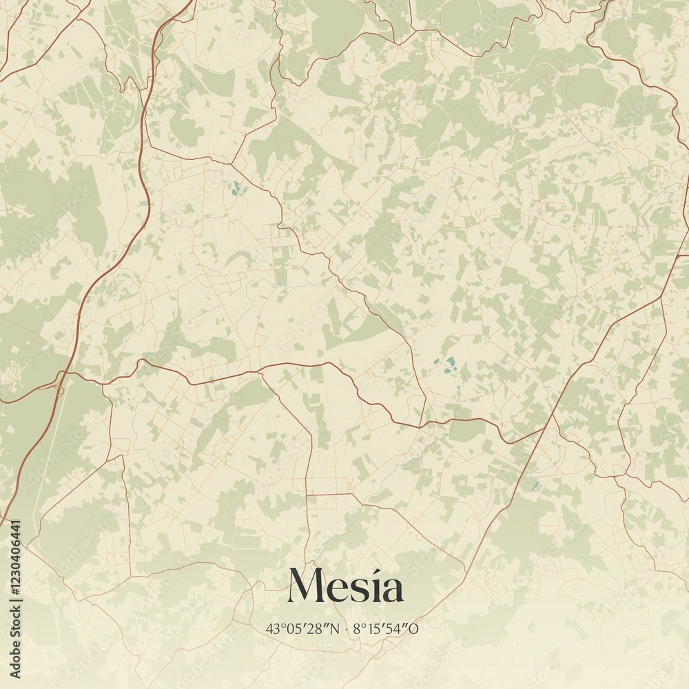 Fototapeta premium Vintage map of Mesia, Spain.