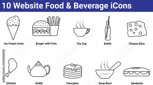 10 website food & Beverage icons set