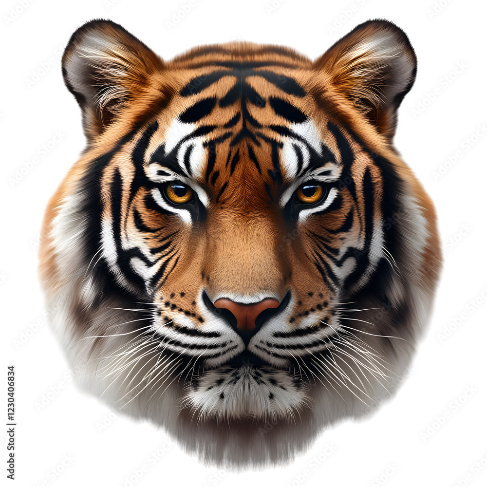 Obraz premium Tiger Face, Isolated on Transparent Background