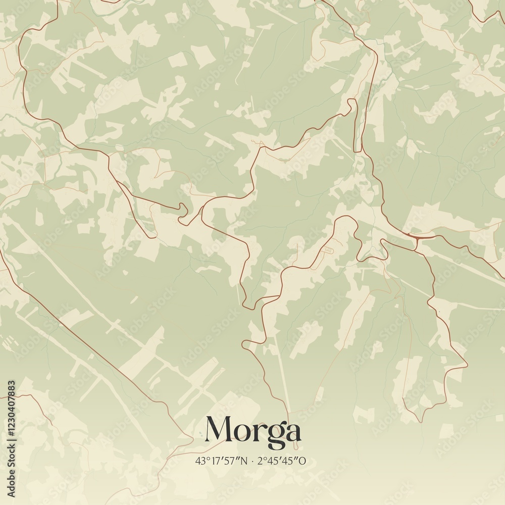 Fototapeta premium Retro Spanish map of Morga, Pa�s Vasco. Vintage street map.