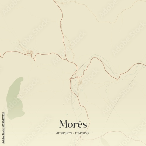 Retro Spanish map of Mor�s, Arag�n. Vintage street map. photo