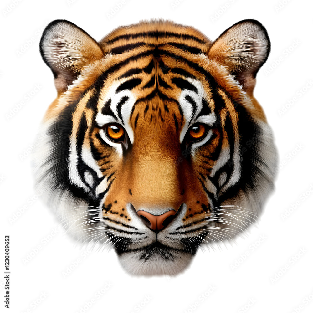 Fototapeta premium Tiger Face, Isolated on Transparent Background