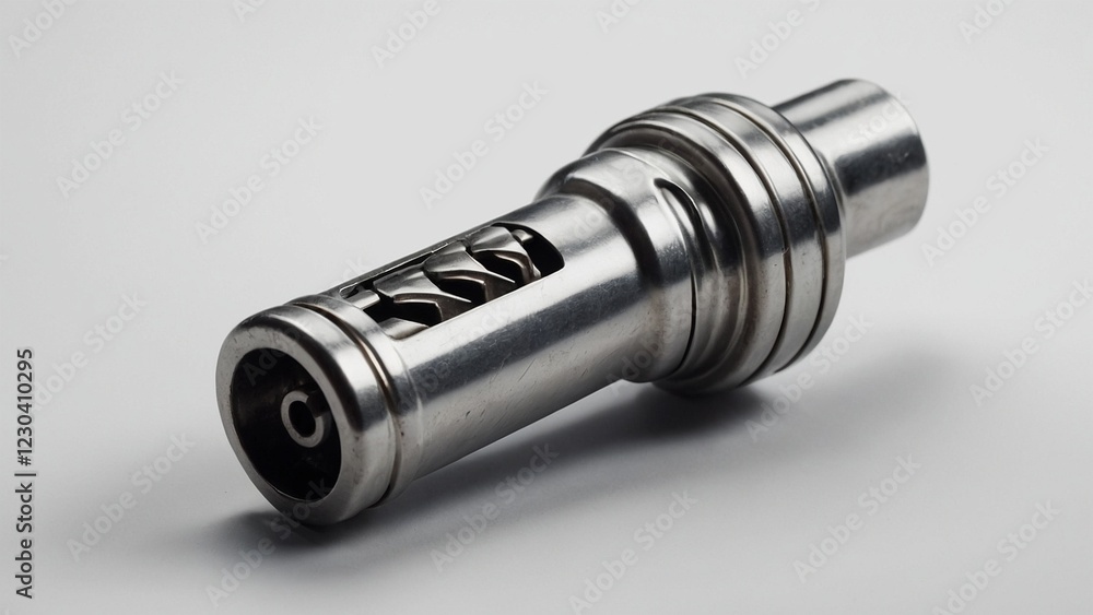 An solitary 3D model of a metal whistle on a white background An solitary 3D model of a metal whistle on a white background