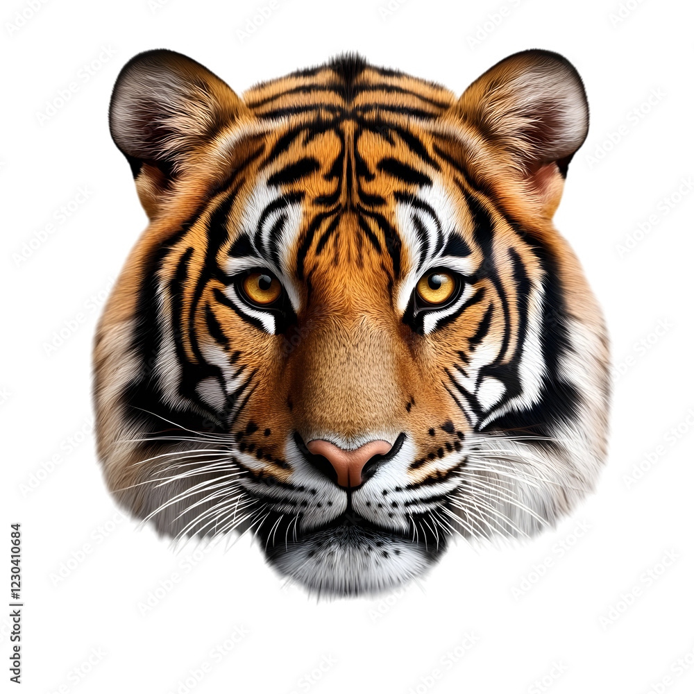 Fototapeta premium Tiger Face, Isolated on Transparent Background