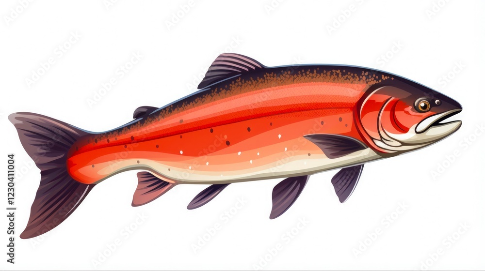 Fototapeta premium Arctic Char Fish Isolated on White Background: A Scorching Trout and Salmon Fishing Catch From Nature - AR 16:9