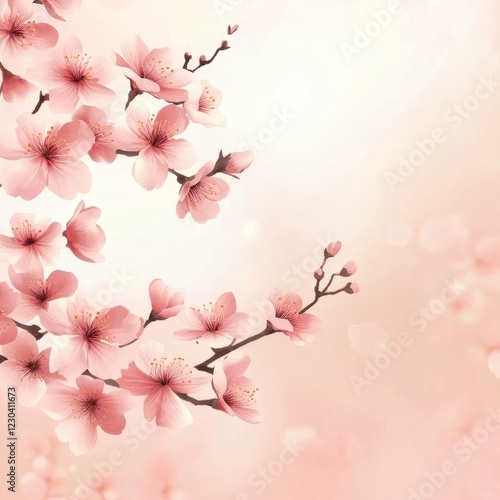 Wallpaper Mural Delicate Pink Cherry Blossom Branch Torontodigital.ca