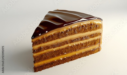 Chocolate Caramel Cake Slice Studio Shot photo