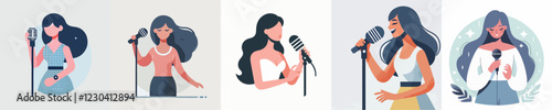 vector of a woman singing
