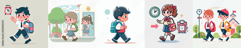 vector collection of children going to school vector collection of children going to school