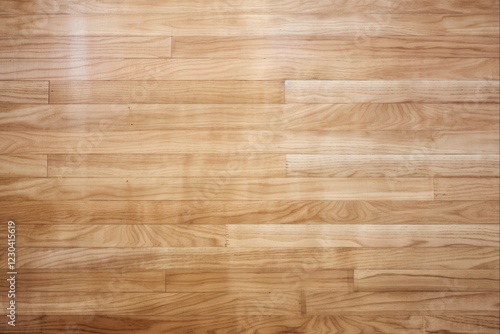 Up High View of Hardwood Basketball Court Floor - Gym Court Strip with Wood Knot Detail