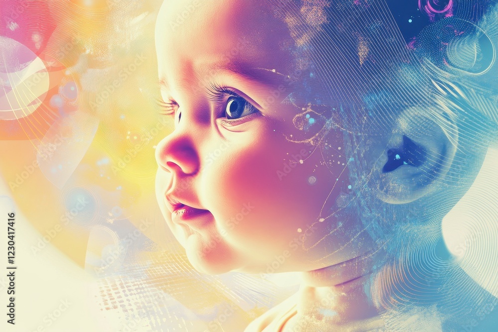 Baby Profile Portrait Abstract Artistic Design Baby Profile Portrait Abstract Artistic Design