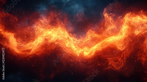 Wallpaper Mural Vibrant fiery wave in dark mystical atmosphere with orange and blue contrast Torontodigital.ca