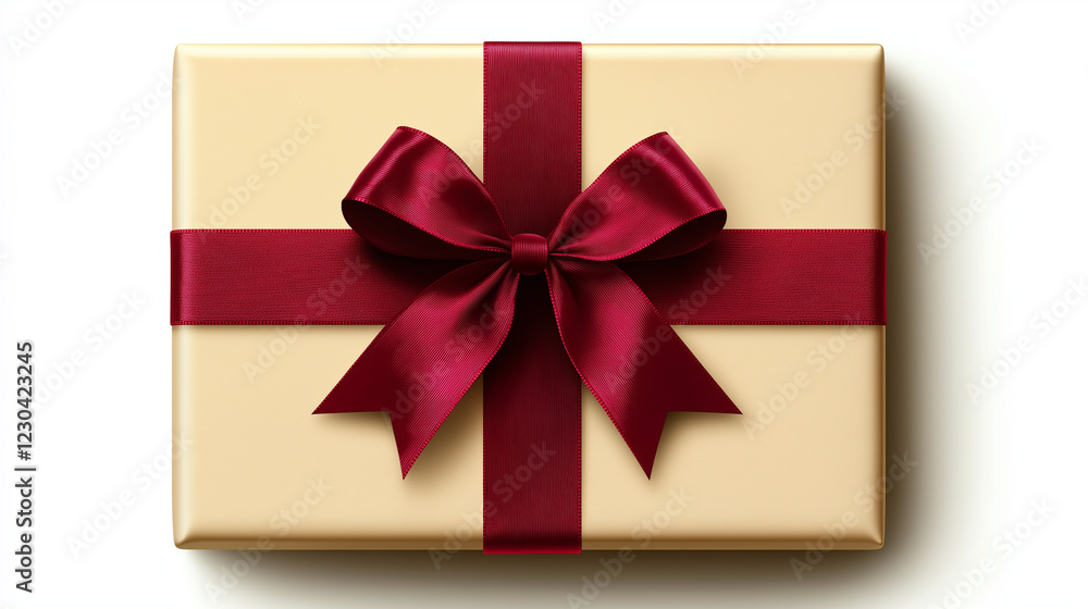 Gold gift box with red ribbon bow die Gold gift box with red ribbon bow die