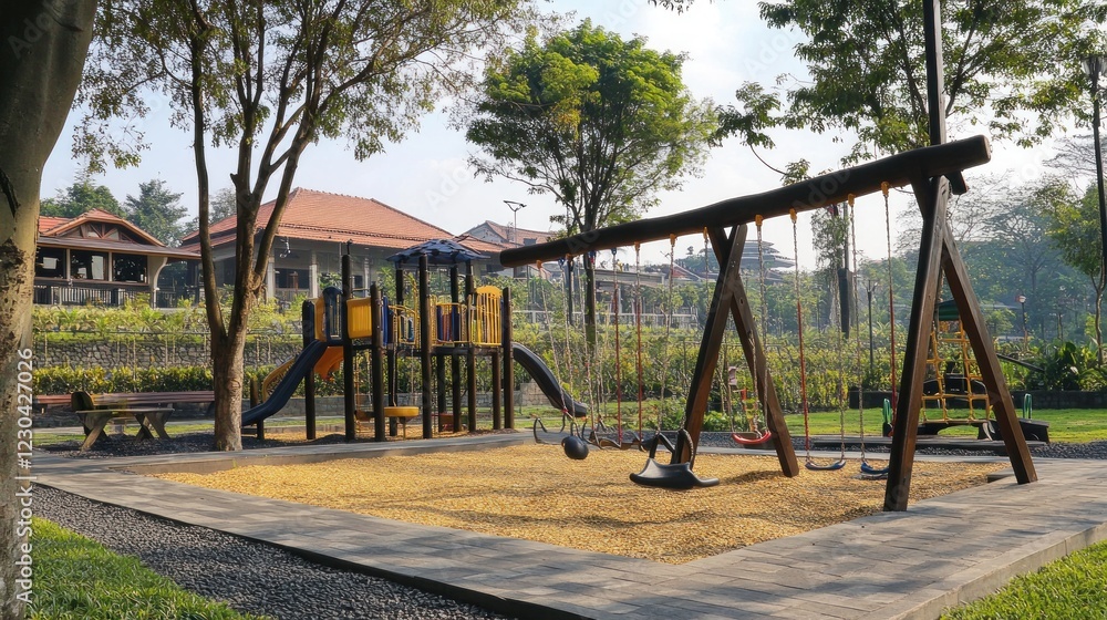With its well-maintained play structures, swings, and slides, the playground in West Java provides a safe and enjoyable environment for children to play and explore With its well-maintained play structures, swings, and slides, the playground in West Java provides a safe and enjoyable environment for children to play and explore