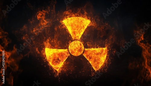 Radioactive Symbol Represents Element On The Periodic Table: A Distinctive Icon Of Radioactive Elements Found In The Chemical Composition. photo