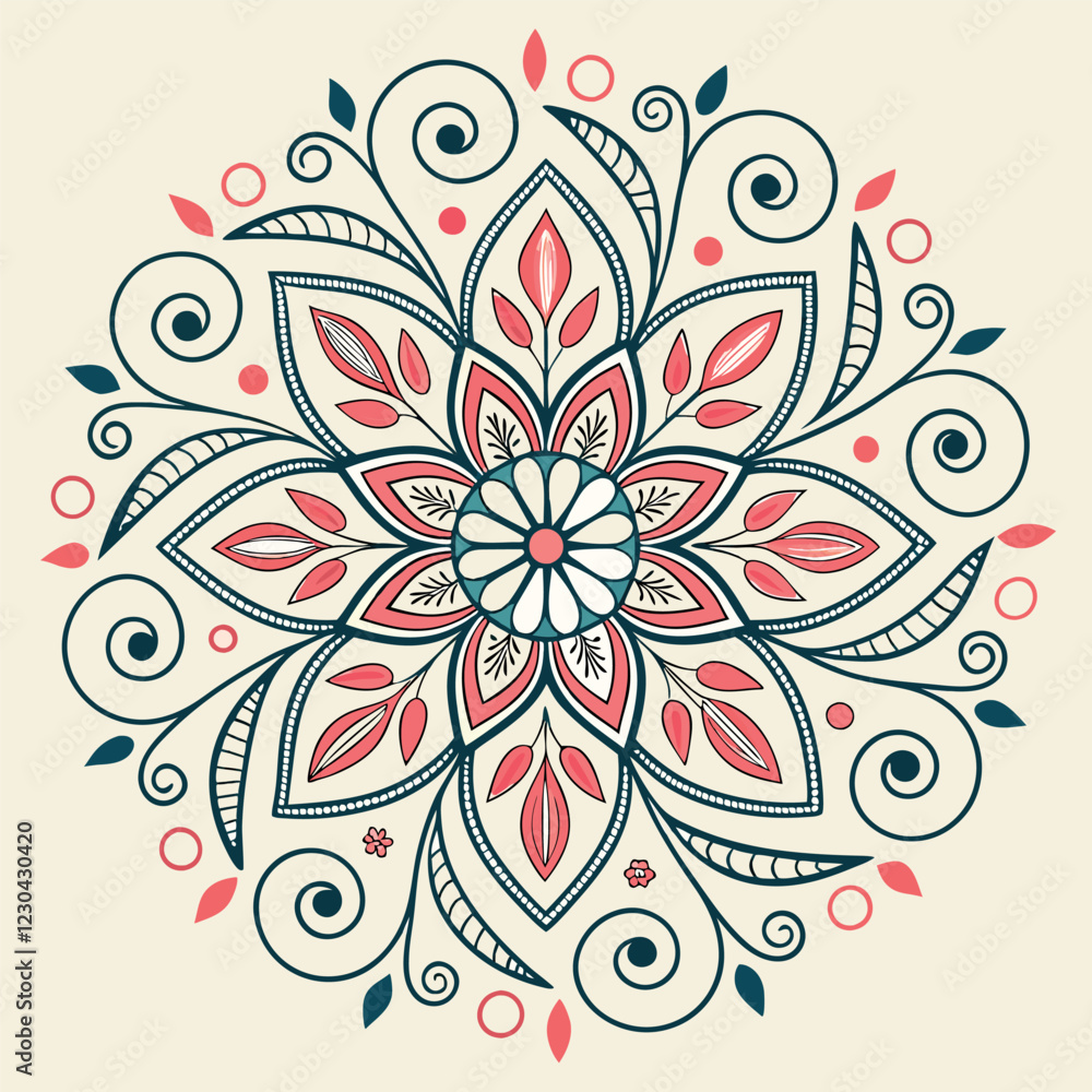 Fototapeta premium Vector Hand drawing Mandala design, Mandala pattern colored background.