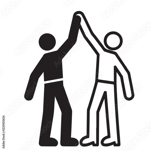 Teamwork High Five Graphic Design Illustration