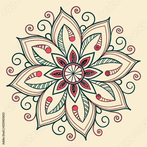 Vector Hand drawing Mandala design, Mandala pattern colored background.