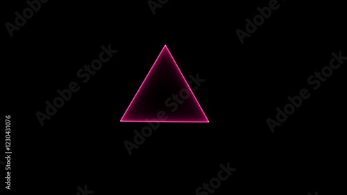 Neon triangle blinking. abstract glowing geometric triangle blinking looping on black background.