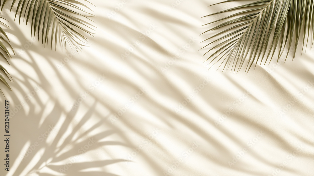 Obraz premium Summer and holiday backgrounds concepts with shadow of coconut leaf on clean sand beach