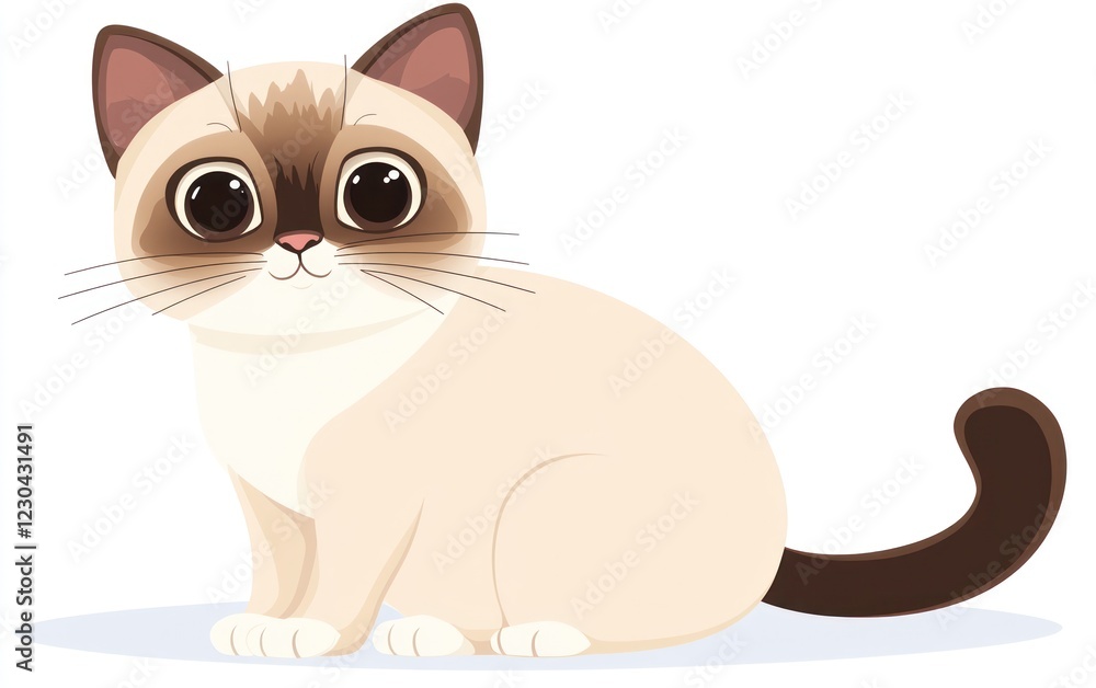 Obraz premium Cute kitten sitting, white background, pet illustration, children's book (1)