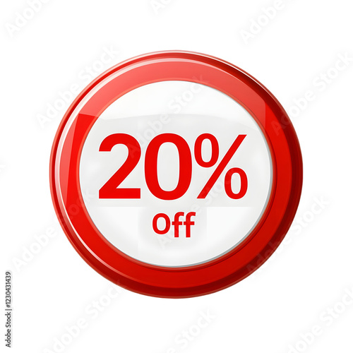 20% off sale sign, Discount 20% Off Sticker with Bold Text, Isolated on Transparent Background photo