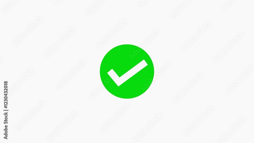 Green check mark, yes or approved concept. Round check button icon. Green check mark, yes or approved concept. Round check button icon.