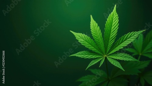 Large cannabis leaf with prominent calyxes on a dark green background, plant, calyx, green photo