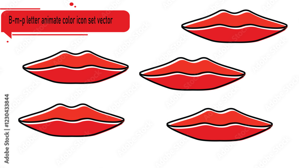 B-m-p letter animate color icon set vector B-m-p letter animate color icon set vector