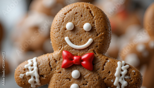 Wallpaper Mural Festive Christmas Gingerbread Cookie with Smiling Face and Decorative Confection Torontodigital.ca
