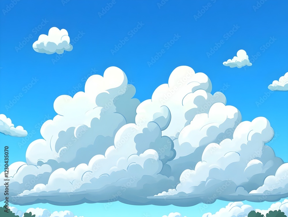 Soft, fluffy clouds in a vibrant blue sky. Soft, fluffy clouds in a vibrant blue sky.