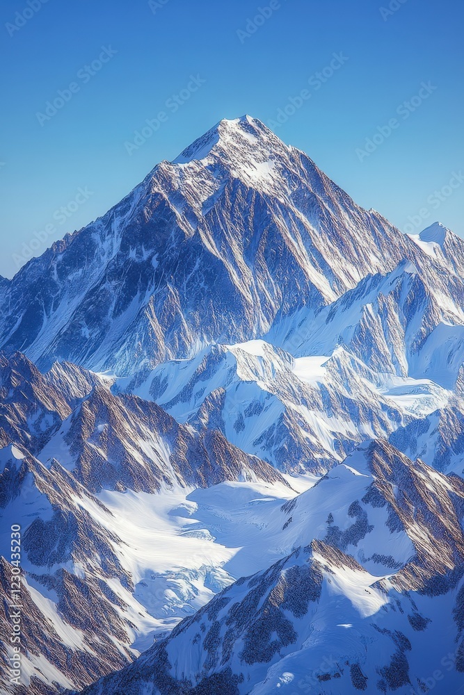 Obraz premium Snow-covered mountains under a clear blue sky